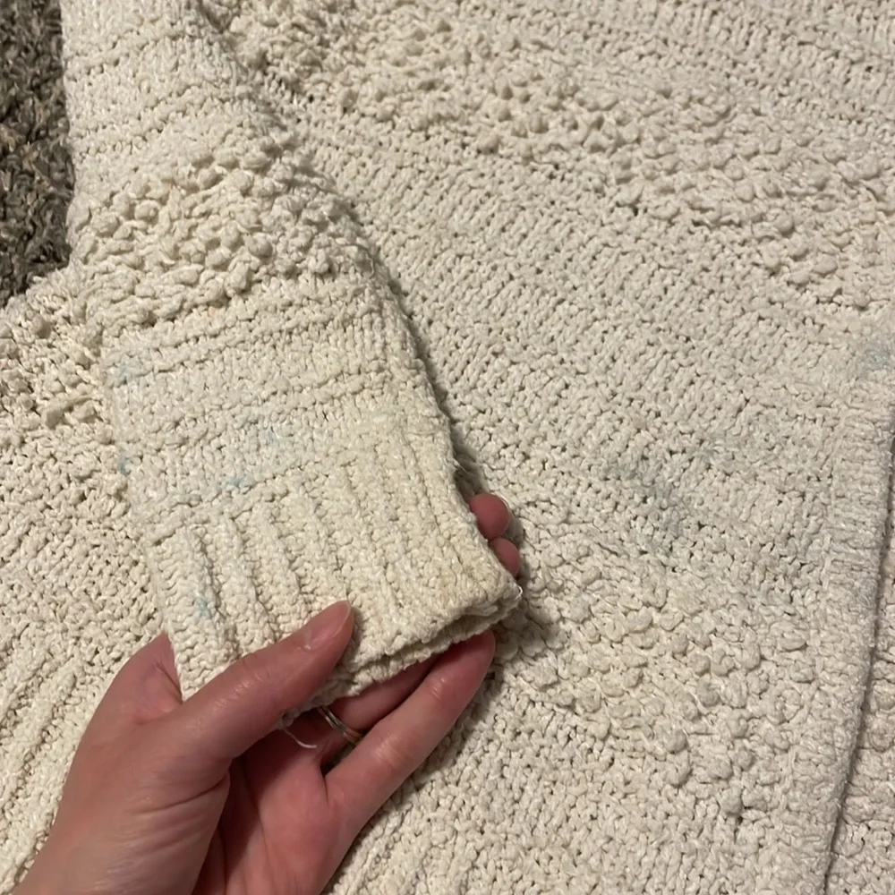 Madewell Chunky Knit Sweater Cardigan S Boho Neutral Cream Textured Cozy Cotton